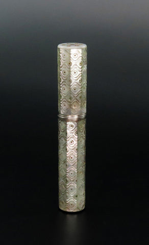 Fabulous Cylinder Mother of Pearl Sewing Needles Case Silver Interior No Mono