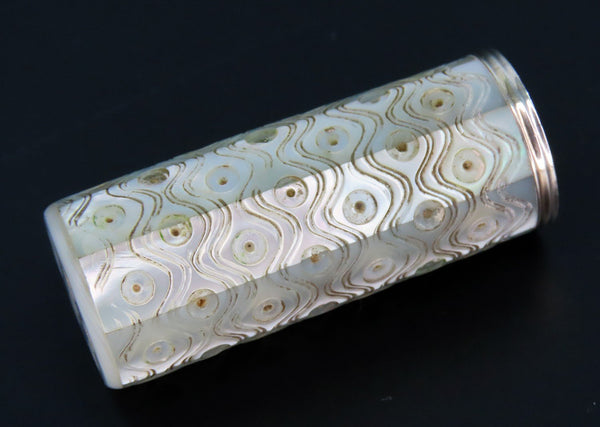 Fabulous Cylinder Mother of Pearl Sewing Needles Case Silver Interior No Mono