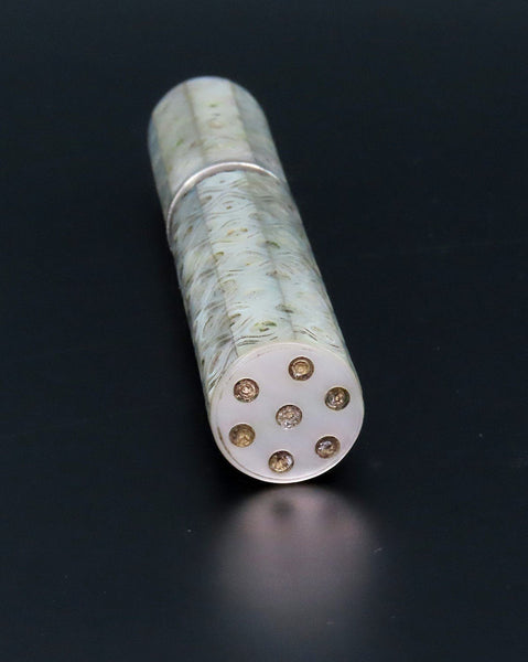 Fabulous Cylinder Mother of Pearl Sewing Needles Case Silver Interior No Mono