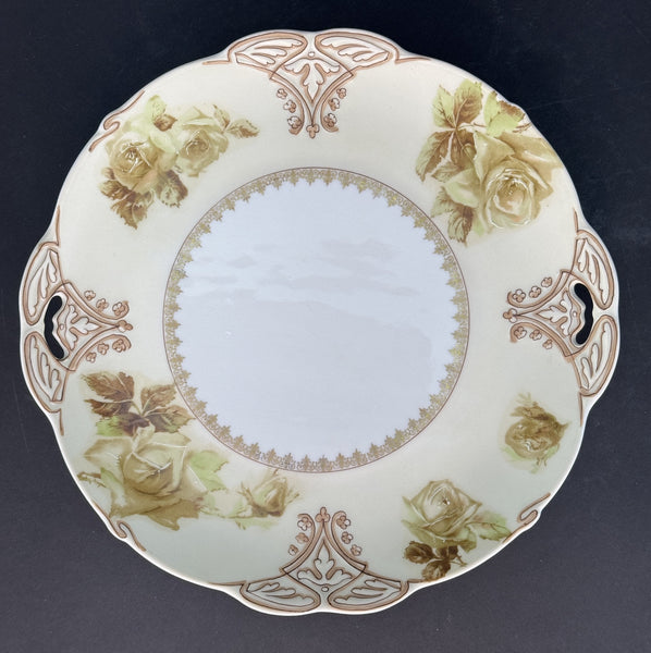 Antique Hermann Ohme Silesia Old Ivory 16 Porcelain Round Serving Platter Plate