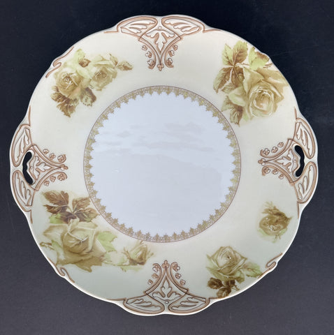 Antique Hermann Ohme Silesia Old Ivory 16 Porcelain Round Serving Platter Plate