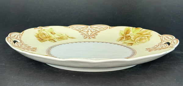 Antique Hermann Ohme Silesia Old Ivory 16 Porcelain Round Serving Platter Plate