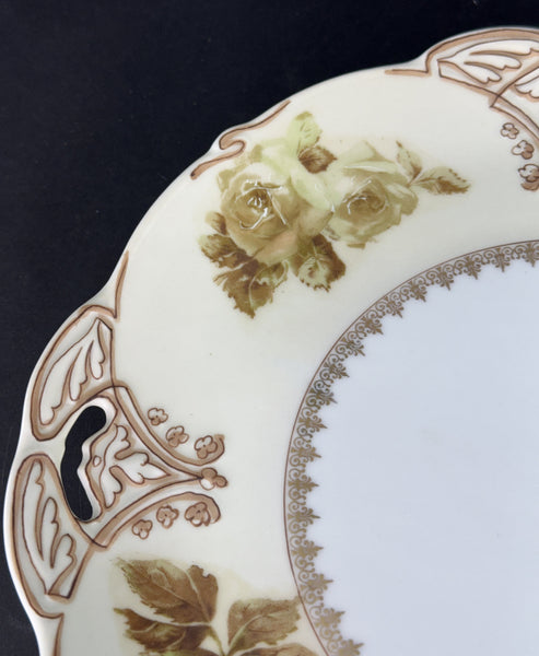 Antique Hermann Ohme Silesia Old Ivory 16 Porcelain Round Serving Platter Plate