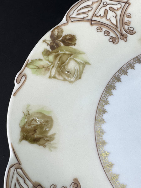 Antique Hermann Ohme Silesia Old Ivory 16 Porcelain Round Serving Platter Plate