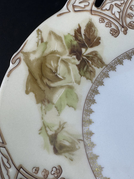 Antique Hermann Ohme Silesia Old Ivory 16 Porcelain Round Serving Platter Plate