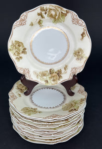Set 11 Antique Hermann Ohme Silesia Poland Old Ivory 7.75" Salad Dessert Plates
