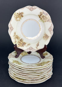 Great Set 10 Antique Ohme Silesia Poland Old Ivory 7.75" Salad Dessert Plates