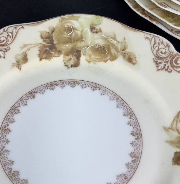 Great Set 10 Antique Ohme Silesia Poland Old Ivory 7.75" Salad Dessert Plates
