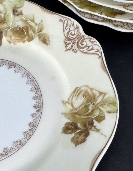 Great Set 10 Antique Ohme Silesia Poland Old Ivory 7.75" Salad Dessert Plates
