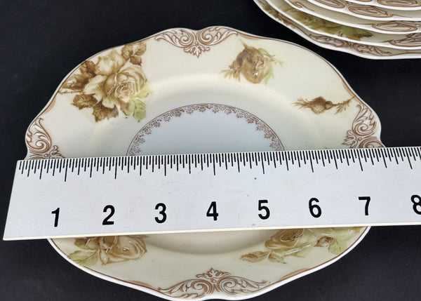 Great Set 10 Antique Ohme Silesia Poland Old Ivory 7.75" Salad Dessert Plates