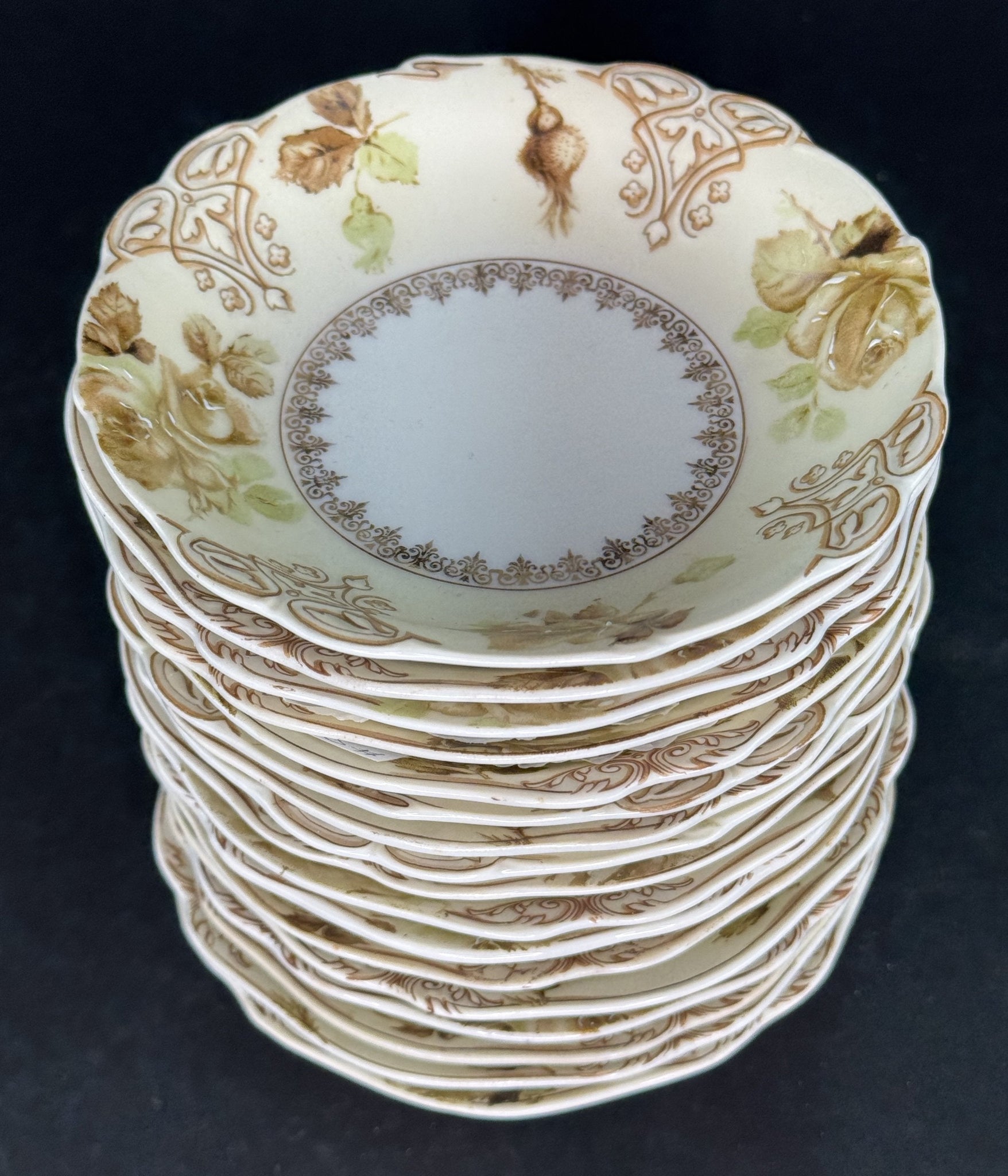 17 Antique Hermann Ohme Silesia Porcelain Old Ivory Bread Butter Small Plates
