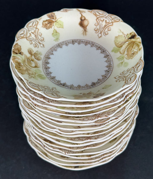 17 Antique Hermann Ohme Silesia Porcelain Old Ivory Bread Butter Small Plates