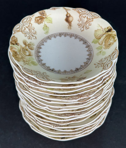 17 Antique Hermann Ohme Silesia Porcelain Old Ivory Bread Butter Small Plates