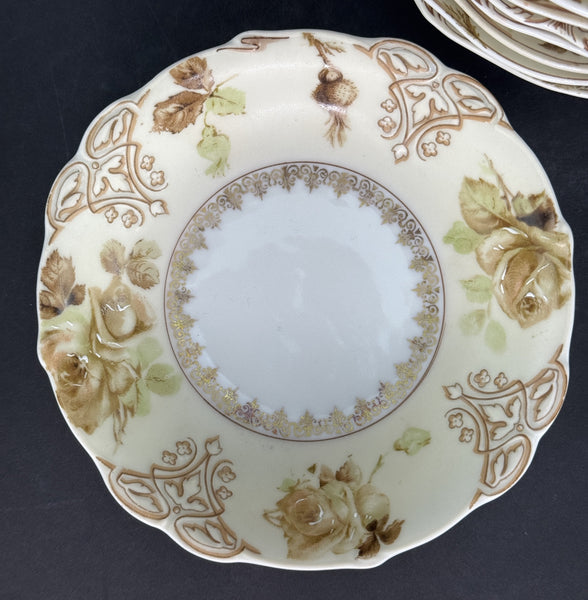 17 Antique Hermann Ohme Silesia Porcelain Old Ivory Bread Butter Small Plates