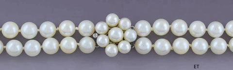Lovely Double Strand 24" Pearl Necklace w 14k White Gold Clasp