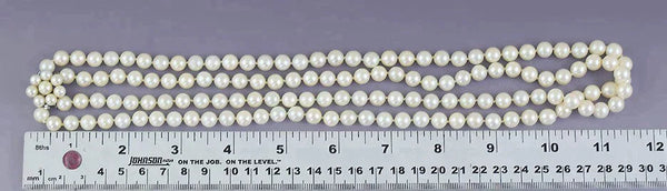 Lovely Double Strand 24" Pearl Necklace w 14k White Gold Clasp