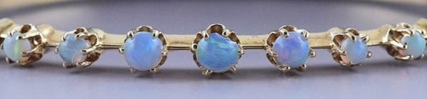 Beautiful 14k Gold & Graduated Opal Bangle Bracelet