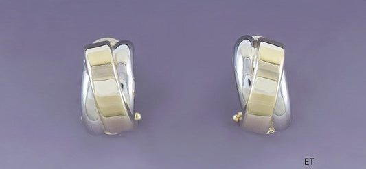 Pair Nice Quality Modern Italian 14K Gold 2-Tone Earrings