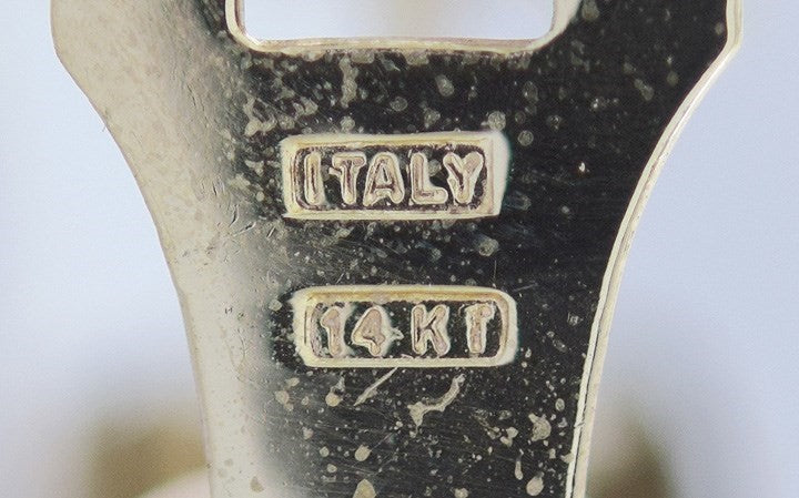 Pair Nice Quality Modern Italian 14K Gold 2-Tone Earrings