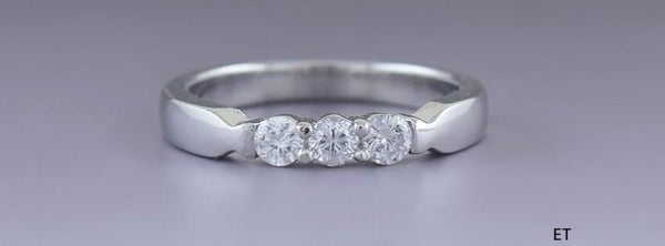 Elegant Platinum Triple Diamond ~.30ct Engagement Anniversary Wedding Ring