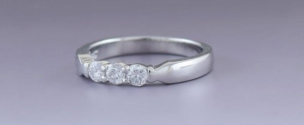 Elegant Platinum Triple Diamond ~.30ct Engagement Anniversary Wedding Ring