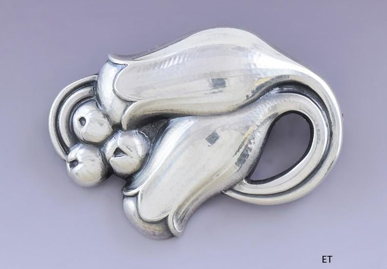 Classic Signed Georg Jensen Sterling Silver 100B Tulip Berries Pin Brooch