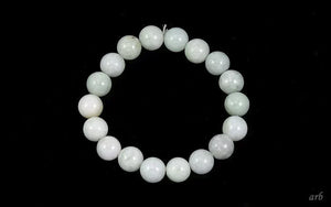 Attractive Vintage Look Pale Green White Jadeite Round Bead Stretchy Bracelet