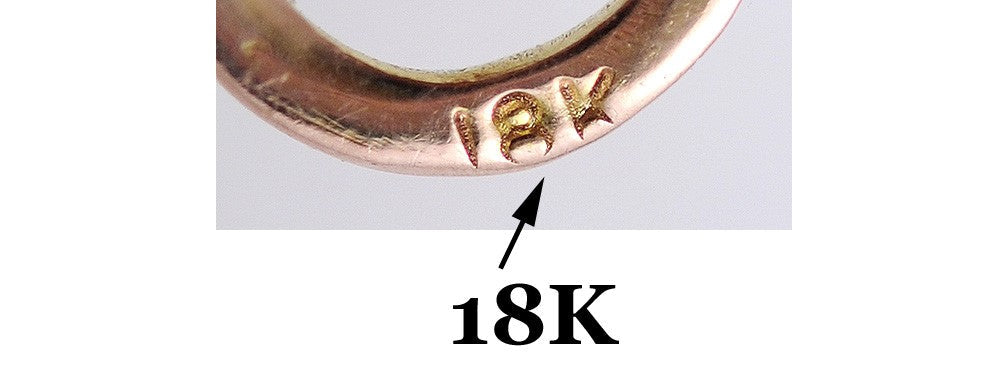 Nice Pair 1940s Asian 18k Gold & Jade Cabochon Earrings