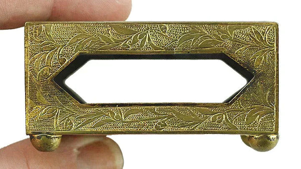 Chinese Brass & Carved Soapstone Talc Floral Matchbox Holder