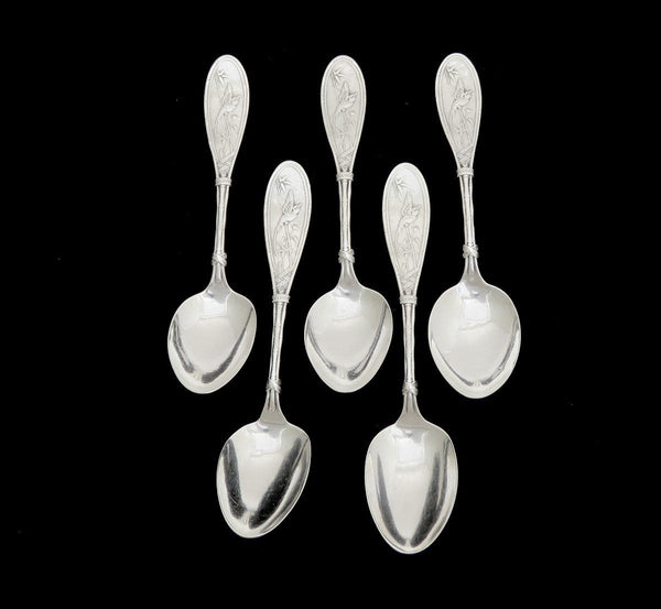 Great Set 5 Whiting Sterling Silver Japanese AKA New Japanese Teaspoons S Mono