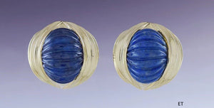 Stunning Pair 14k Gold & Lapis Lazuli Earrings