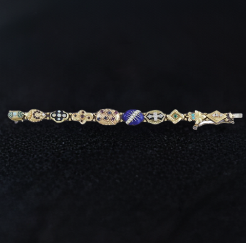 Best Quality 14K Gold Diamond Pearl Gemstone Slider Bracelet w 9 Sliders