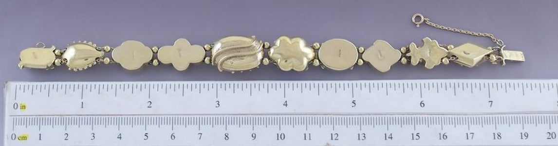 Best Quality 14K Gold Diamond Pearl Gemstone Slider Bracelet w 9 Sliders