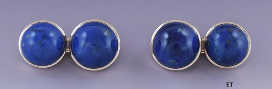 Fine Pair 14K Gold and Blue Jasper Stone Doubles Cufflinks