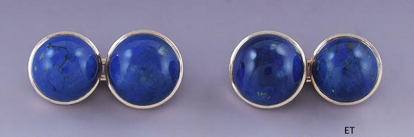 Fine Pair 14K Gold and Blue Jasper Stone Doubles Cufflinks