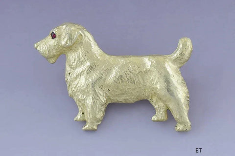 14k Yellow Gold Scottish Terrier or Schnauzer Dog Pin Brooch