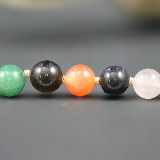 Gorgeous Silver w/ Tigers Eye and Red/Green/White/Peach Agate Stone Necklace