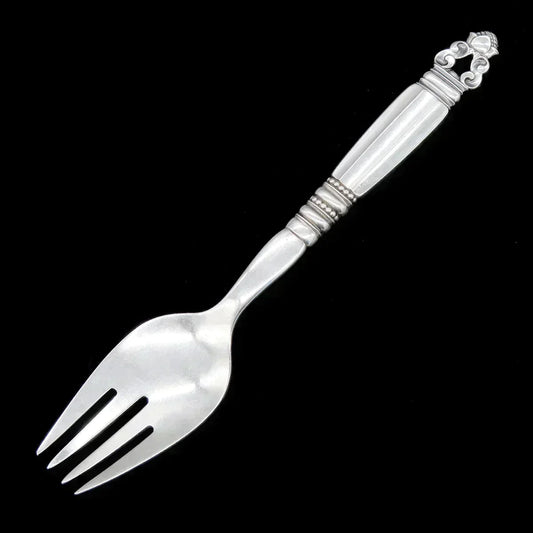 Danish Mid Century Modern Sterling Silver Georg Jensen Acorn Serving Fork 8 3/8"