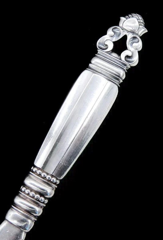 Danish Mid Century Modern Sterling Silver Georg Jensen Acorn Serving Fork 8 3/8"