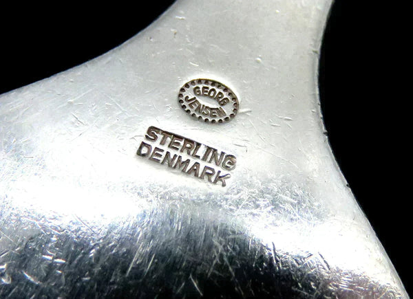 Danish Mid Century Modern Sterling Silver Georg Jensen Acorn Serving Fork 8 3/8"