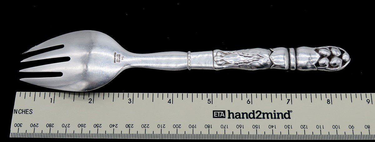 Rare c1935 Georg Jensen Ornamental #54 Pattern Sterling Silver Serving Fork