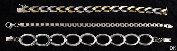 Lot of 3 Sterling Silver Link Bracelets Mexican Italian