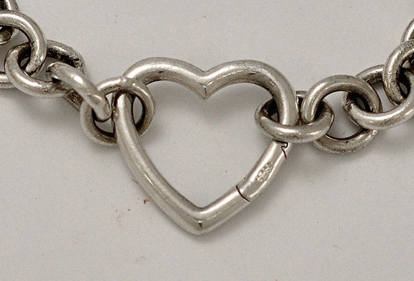 Pair Sterling Silver Mesh and Heart Link Chain Bracelets