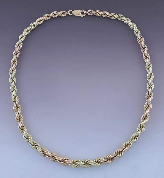 1950s 2-Tone 14K Gold Twisted Chain Necklace by Binder Bros NY