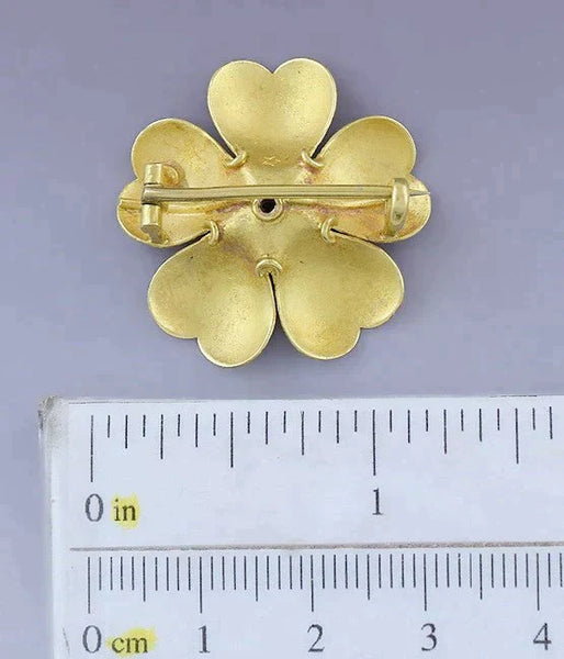 Antique American Victorian 18k Yellow Gold Flower Pin