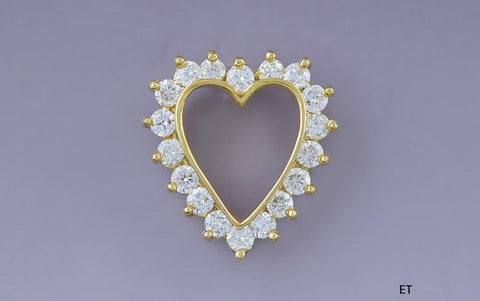 Dazzling 18k Gold & ~.72ct Diamond Heart Shaped Stickpin