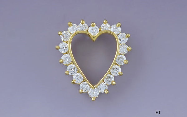 Dazzling 18k Gold & ~.72ct Diamond Heart Shaped Stickpin