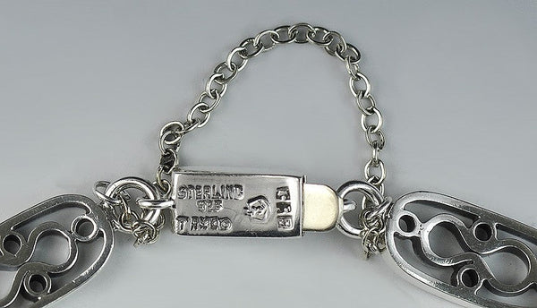 Really Pleasing Vintage Mexican Sterling Silver Link Bracelet 6 3/4 Inches 1960s