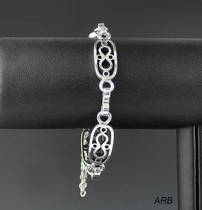 Really Pleasing Vintage Mexican Sterling Silver Link Bracelet 6 3/4 Inches 1960s
