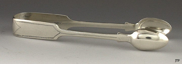 Antique 1850 English Victorian Sterling Silver Tongs 5 3/4"